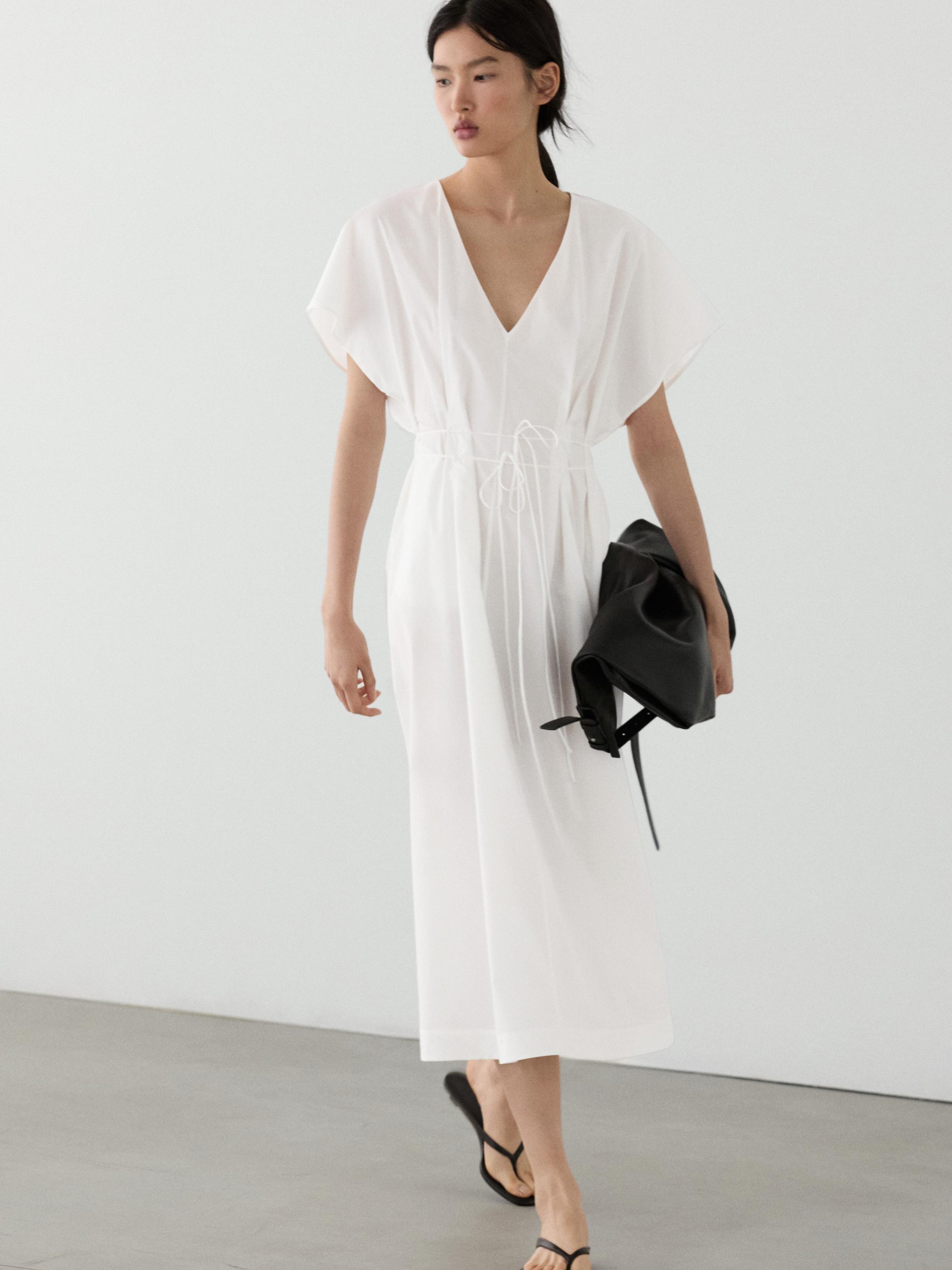 Vestido midi vuelo popelín