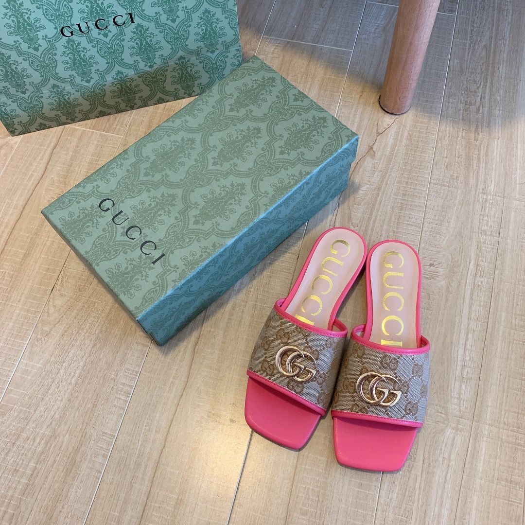 Brown Canvas Embossed Flat Slippers LX-872037
