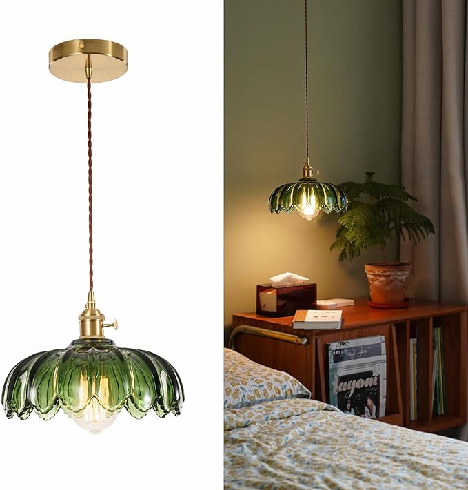 LUMISCAPE Plug in Pendant Light: Glass Hanging Lamp Plug in