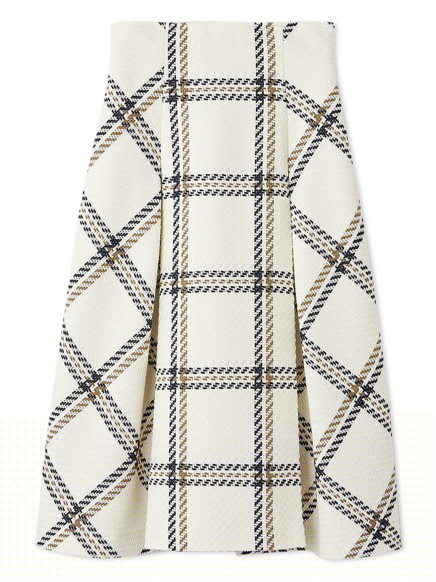 Sustainable Roving Check Midi Skirt