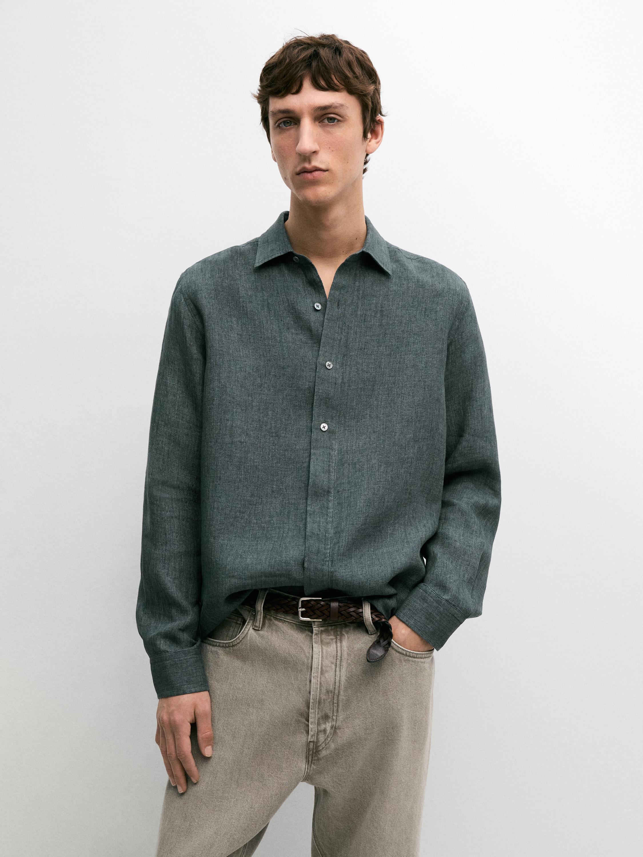 Camisa detalle tapeta lino