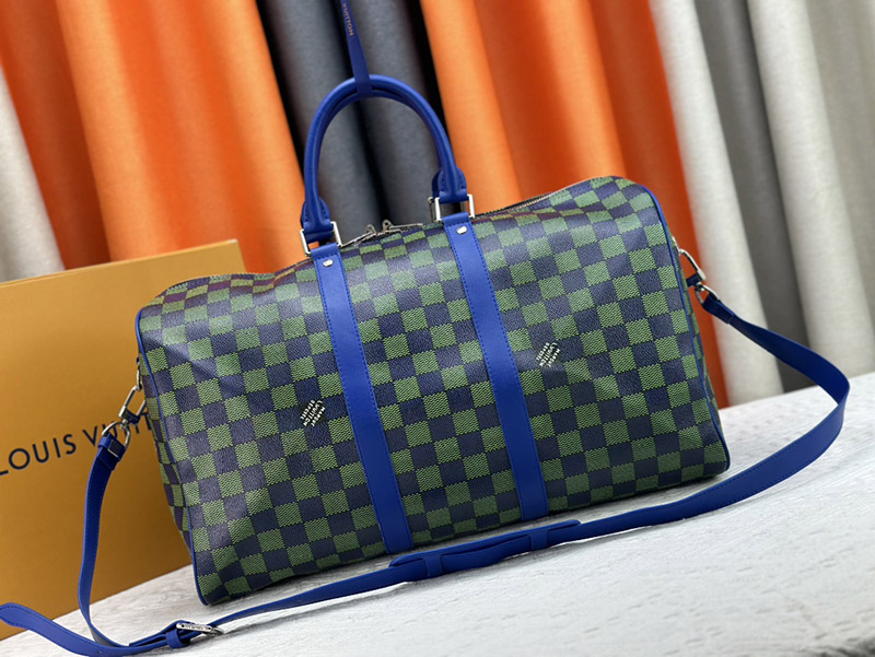 17.7″x10.6″x7.9″ Green Squares Leather Handbag With Adjustable Strap BB-921438