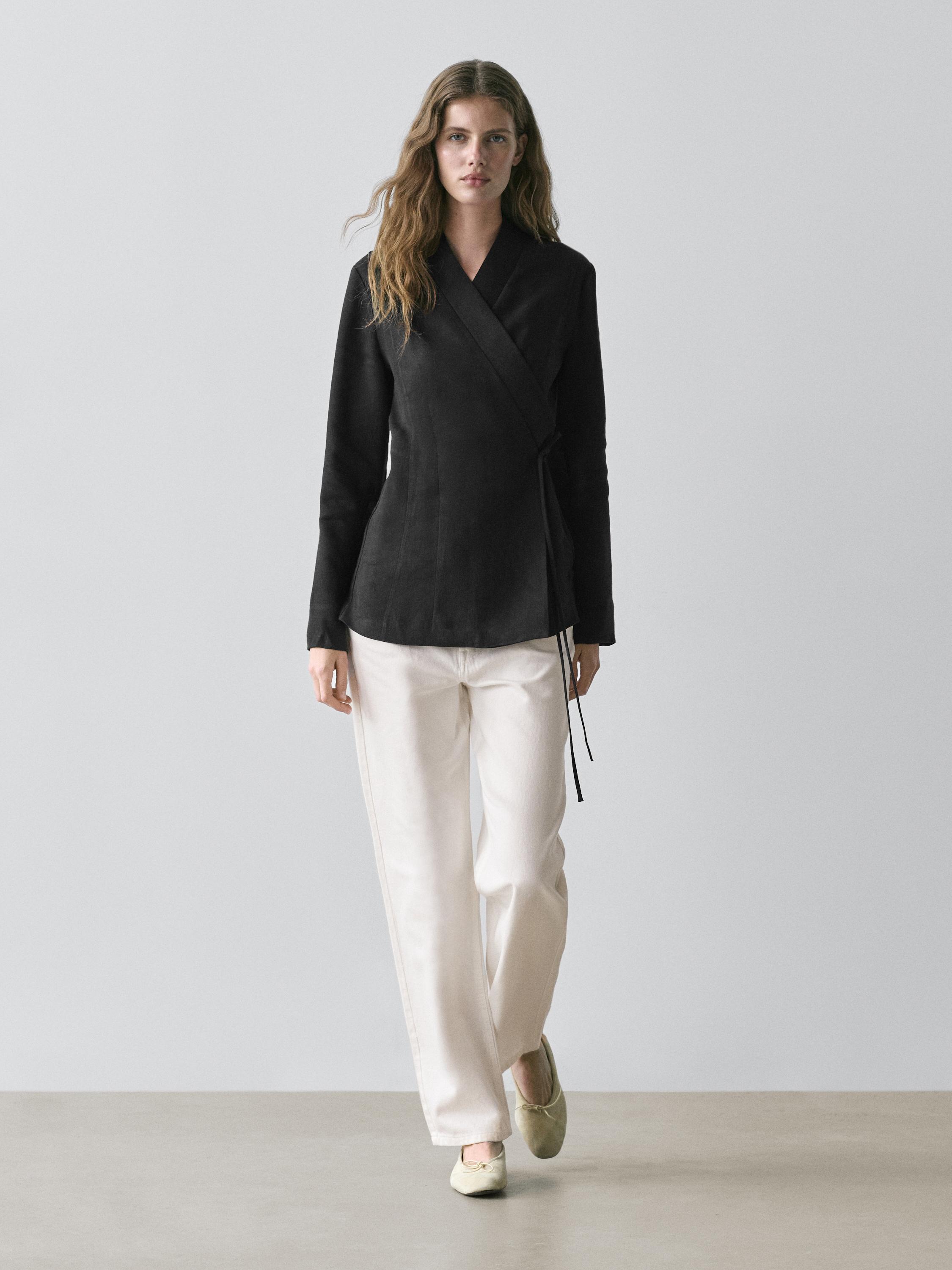 Kimono entallado con lino