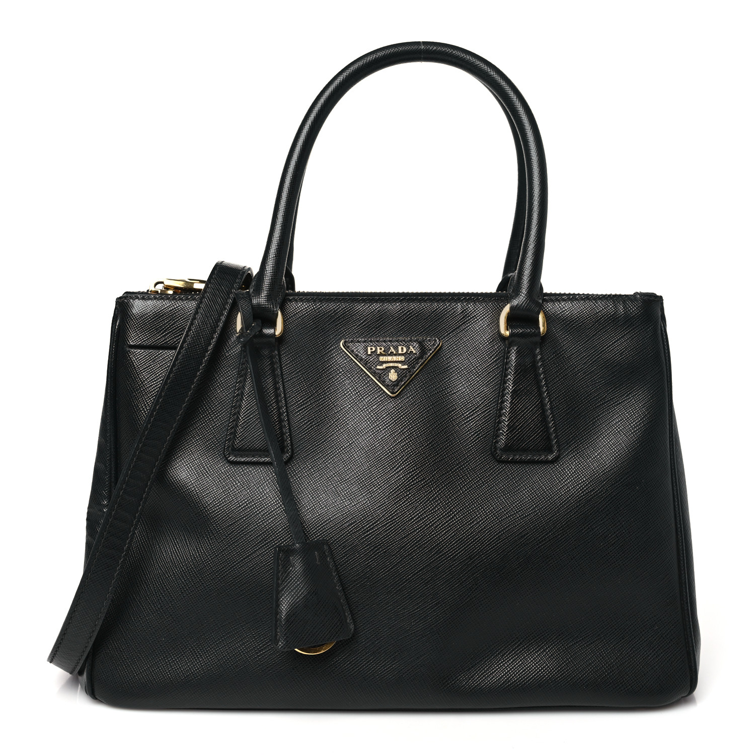 Saffiano Small Galleria Double Zip Tote Black