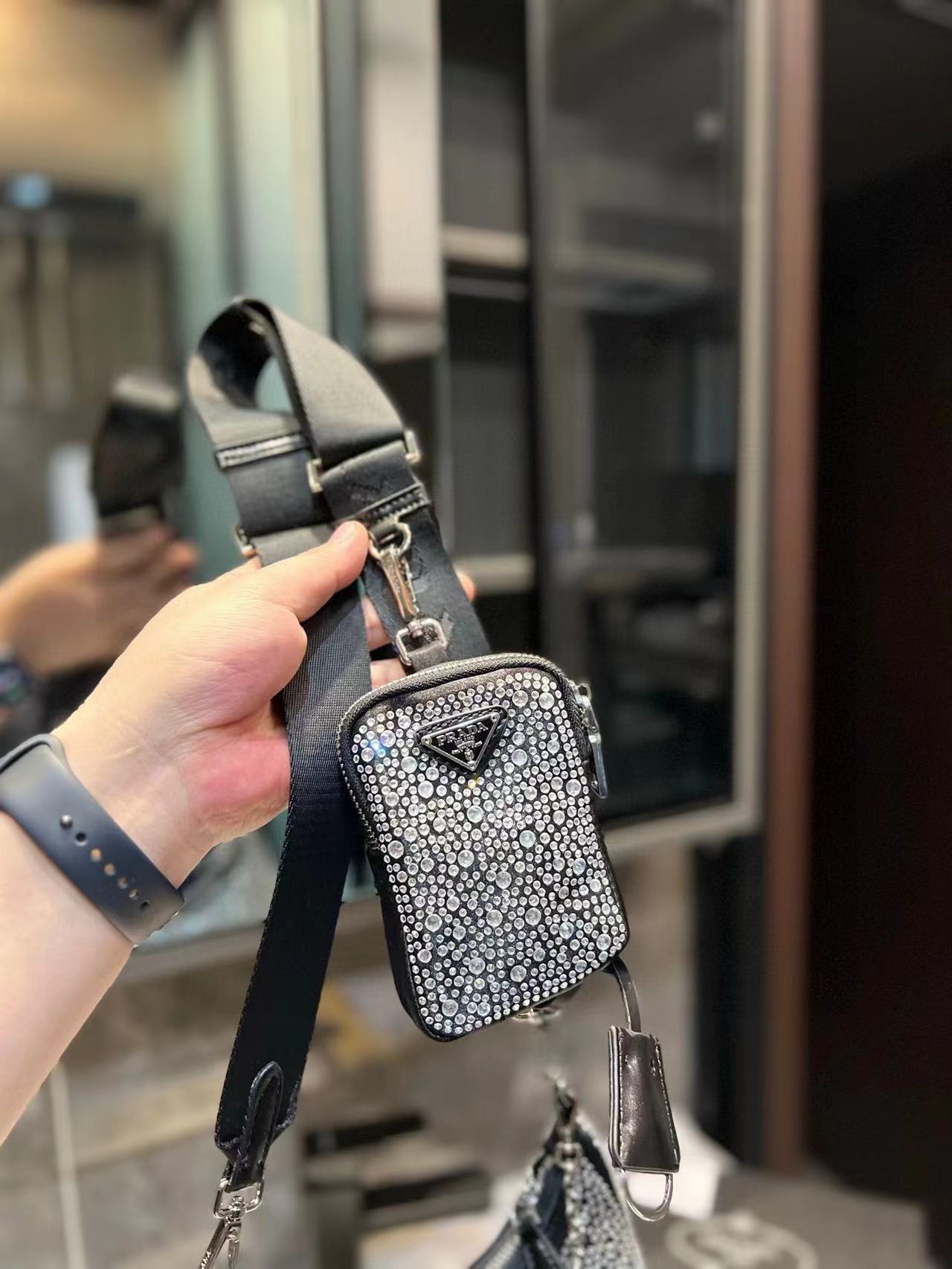 Fashion 8.7″ Full Diamonds Chains Adjustable Strap Shoulder bag with small coin purse BB-921222
