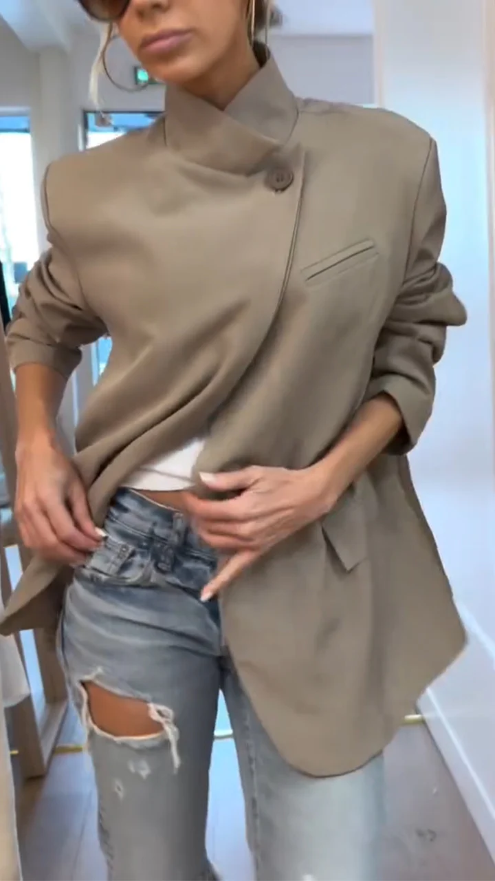 Women Round Neck Casual Jacket