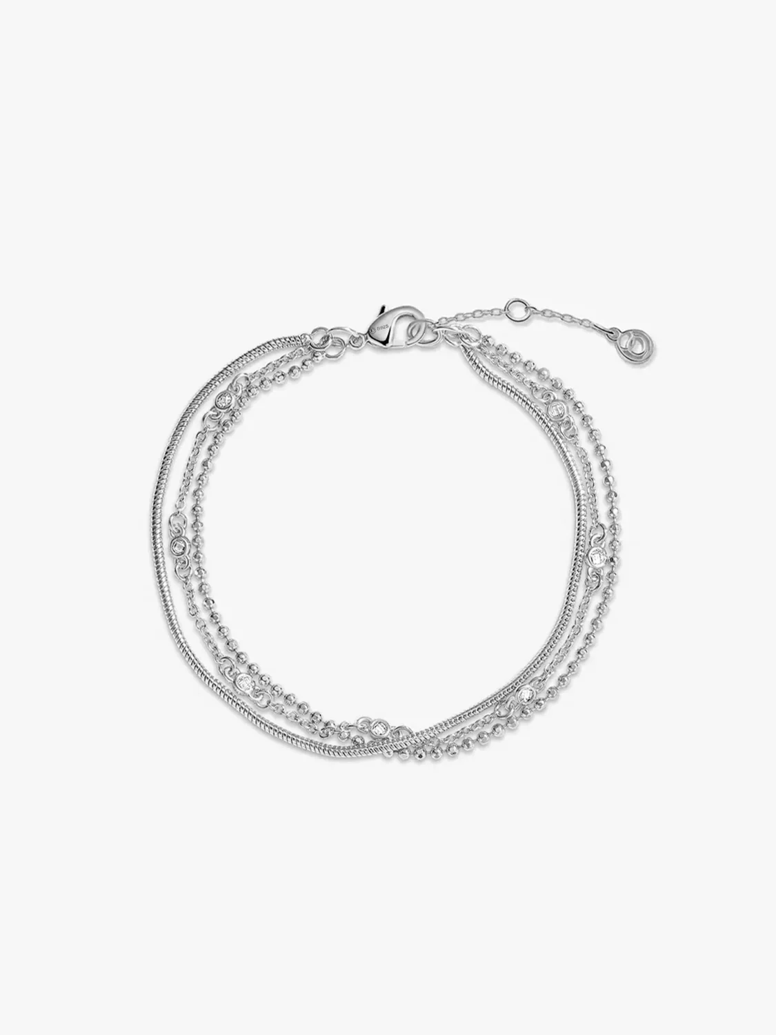 Silver Crystal Beaded Layered Bracelet