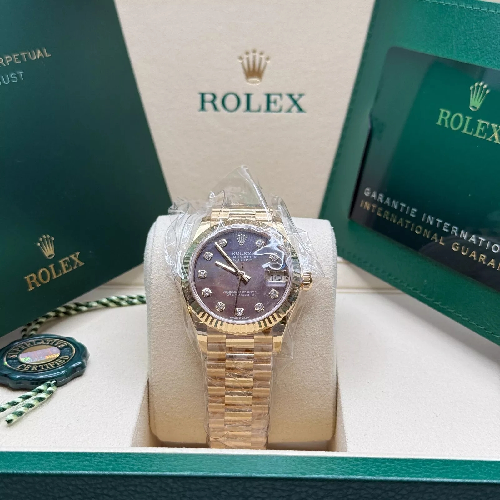 Rolex Datejust m278278-0038 Black Mother-of-Pearl 31mm Dial President Bracelet Watch