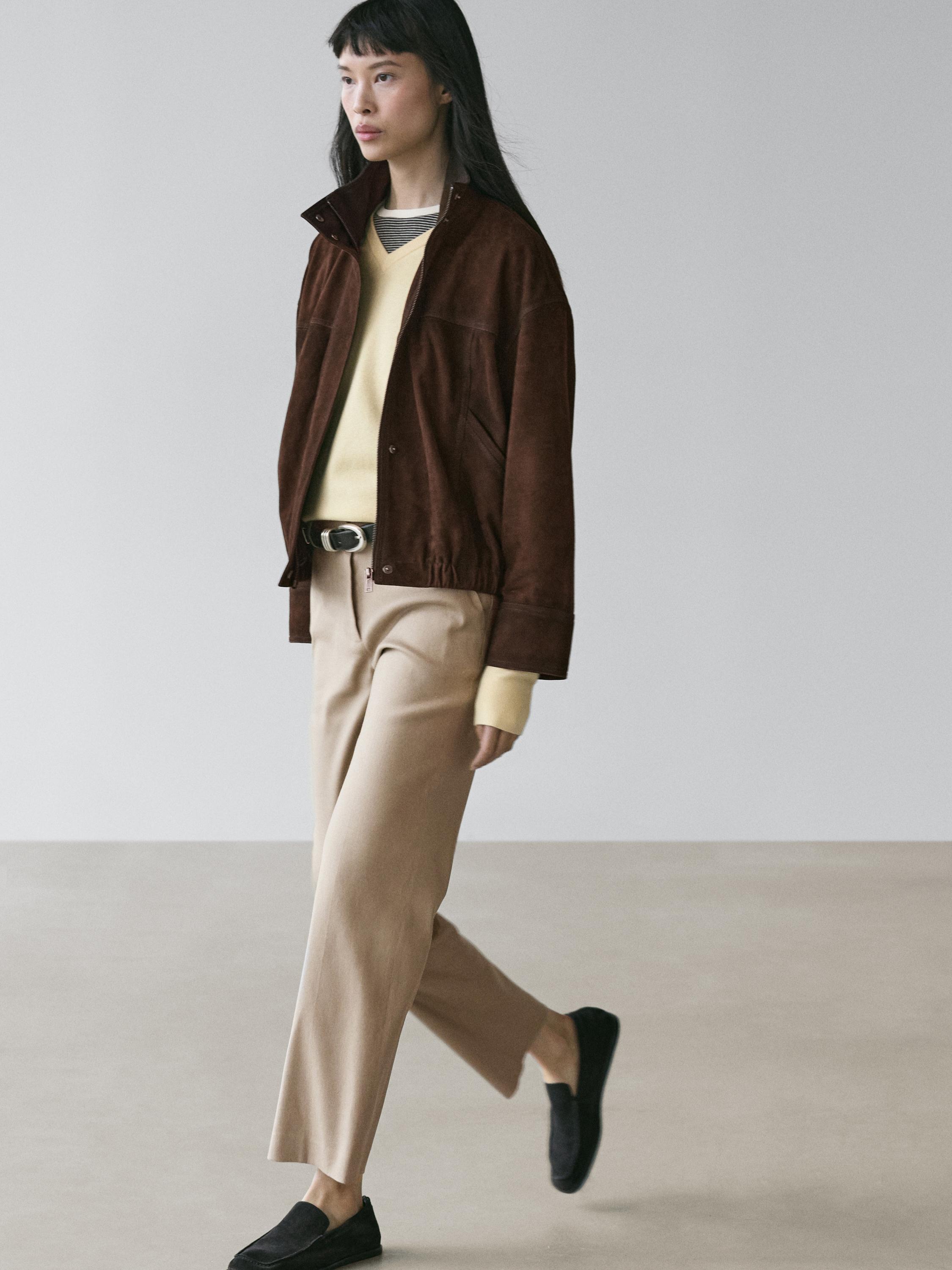 Pantalón straight fit con lino