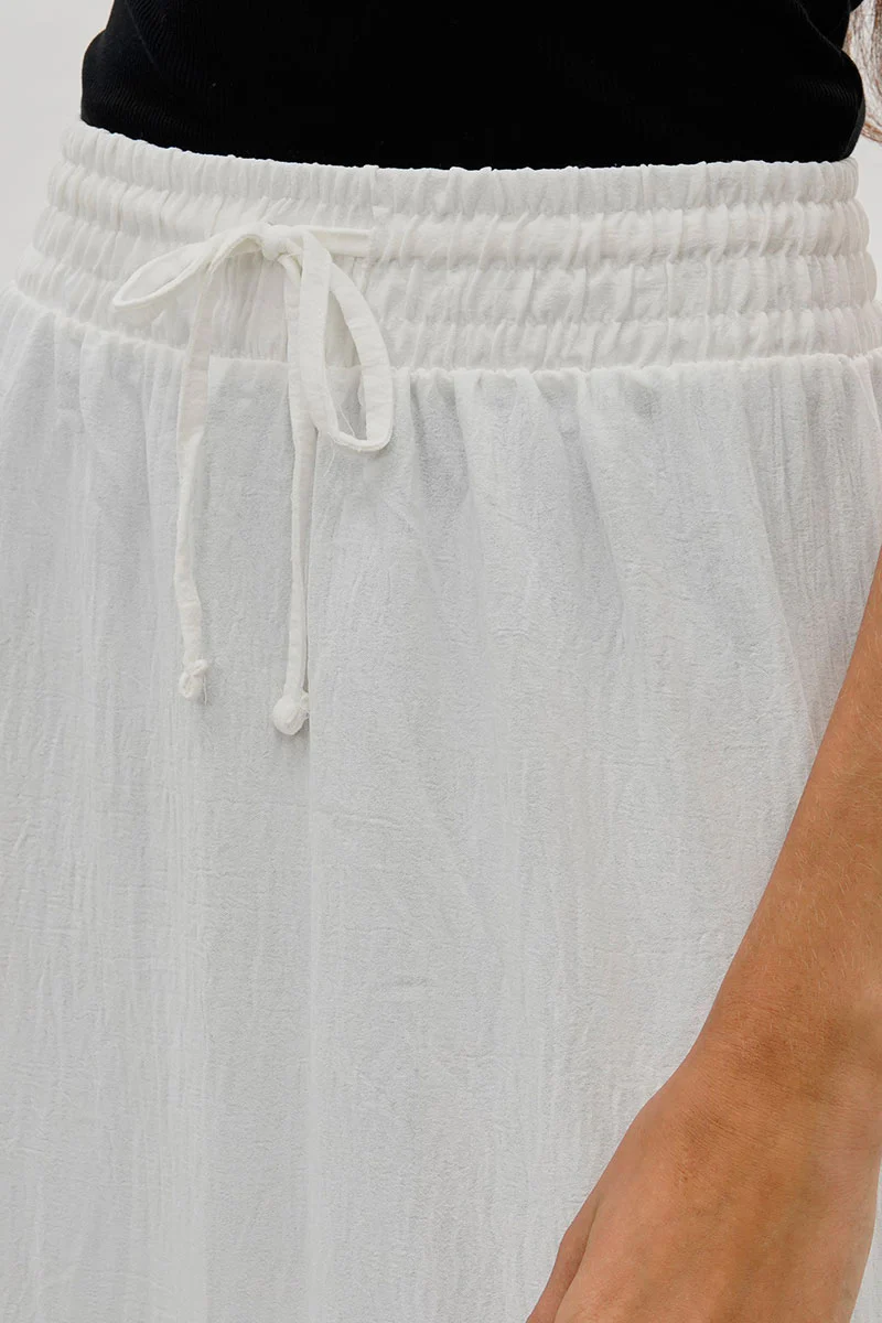 Vintage Tiered Cinched Skirt - White