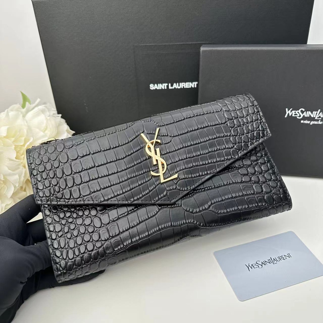 8.5″x4.7″x1.0″ Leather Black&Golden Wallet QB-927103