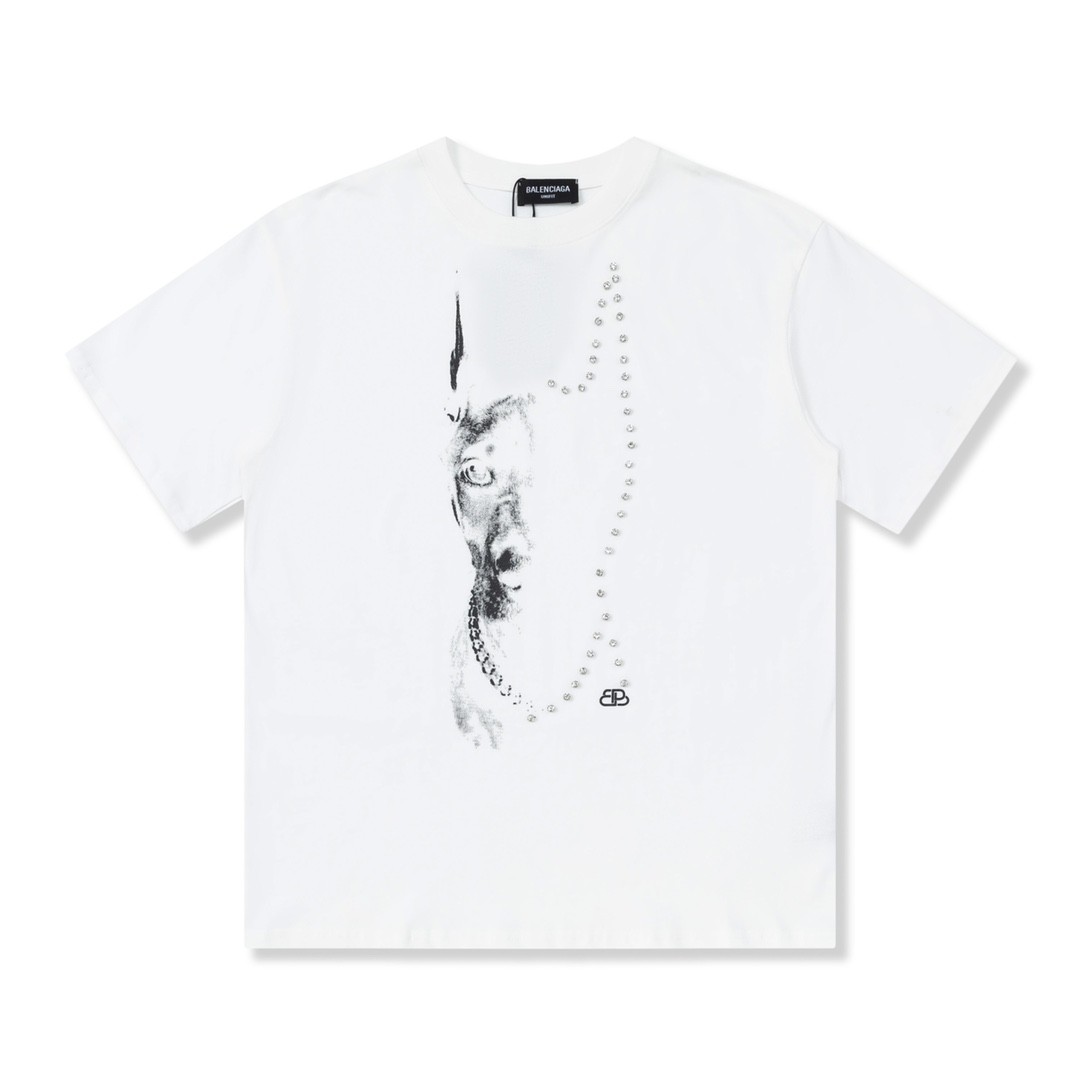 BLCG 23Ss Drill Print Hound Design t-shirt