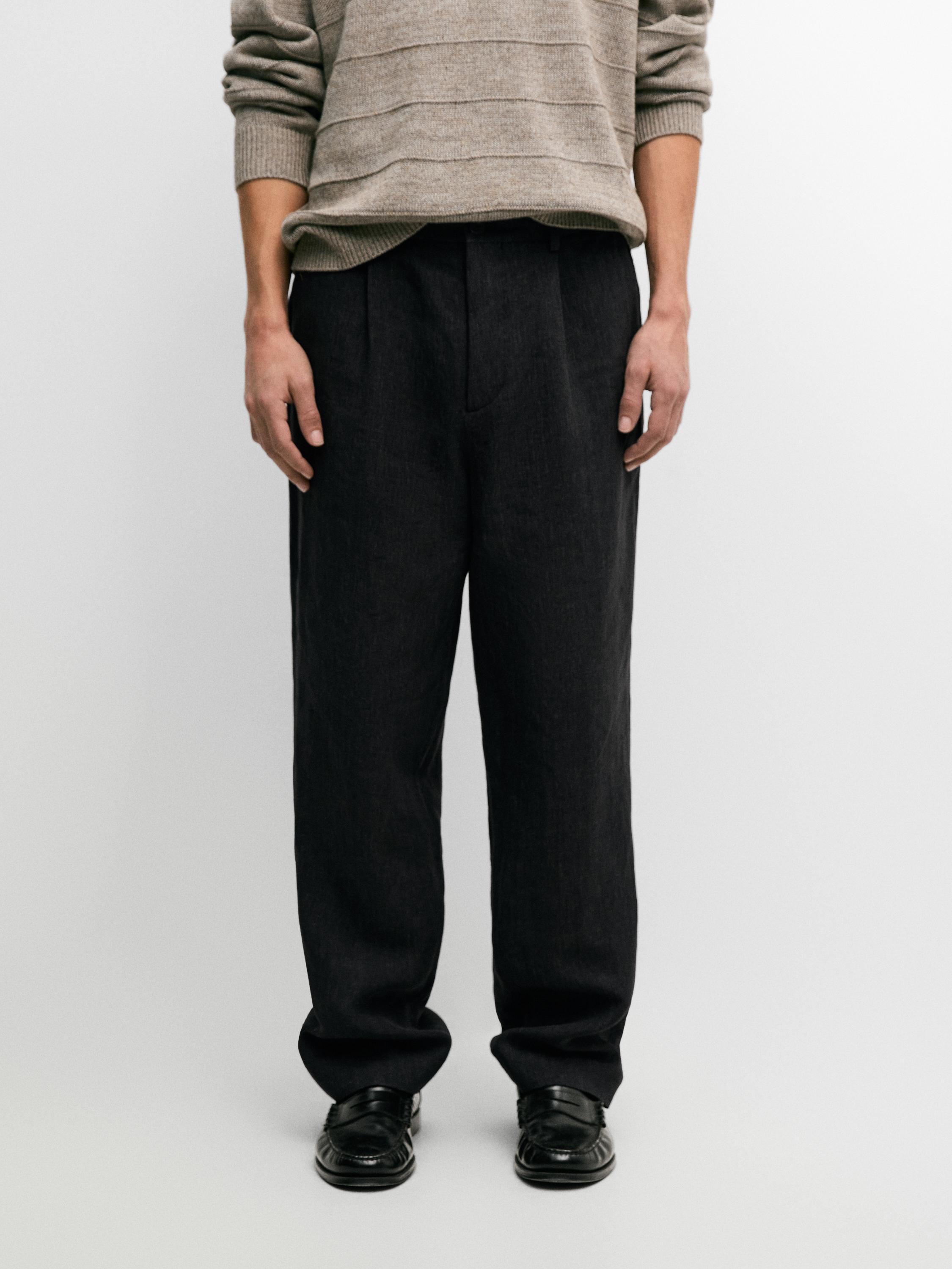 Pantalón pinzas total look lino