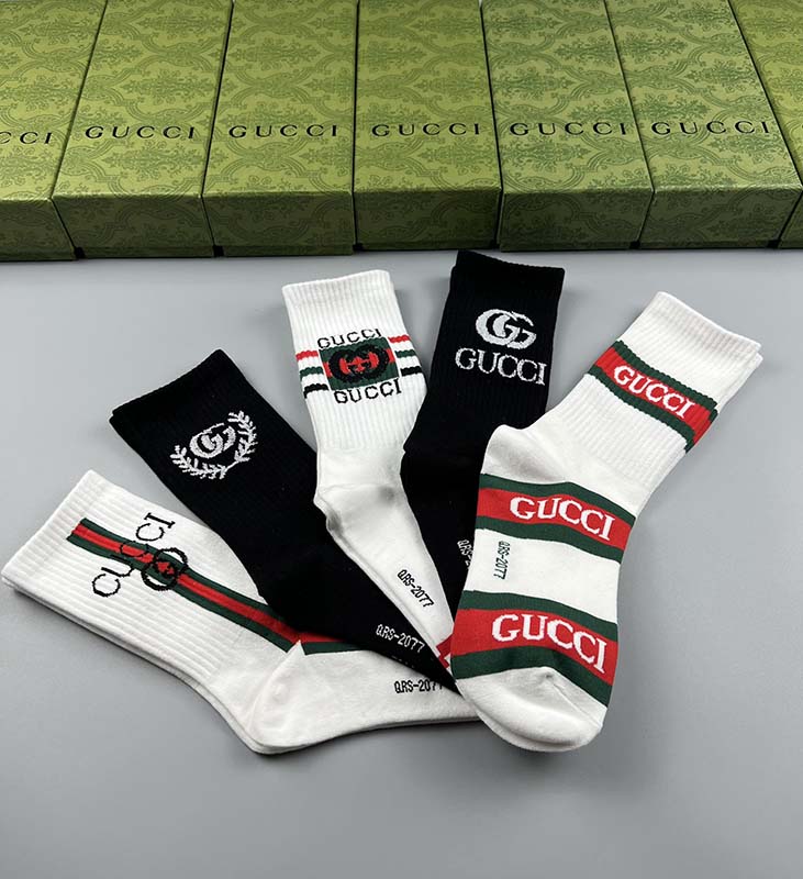Set of 5 Pairs of Cotton Anti-bacterial Crew Socks WZ-924000187