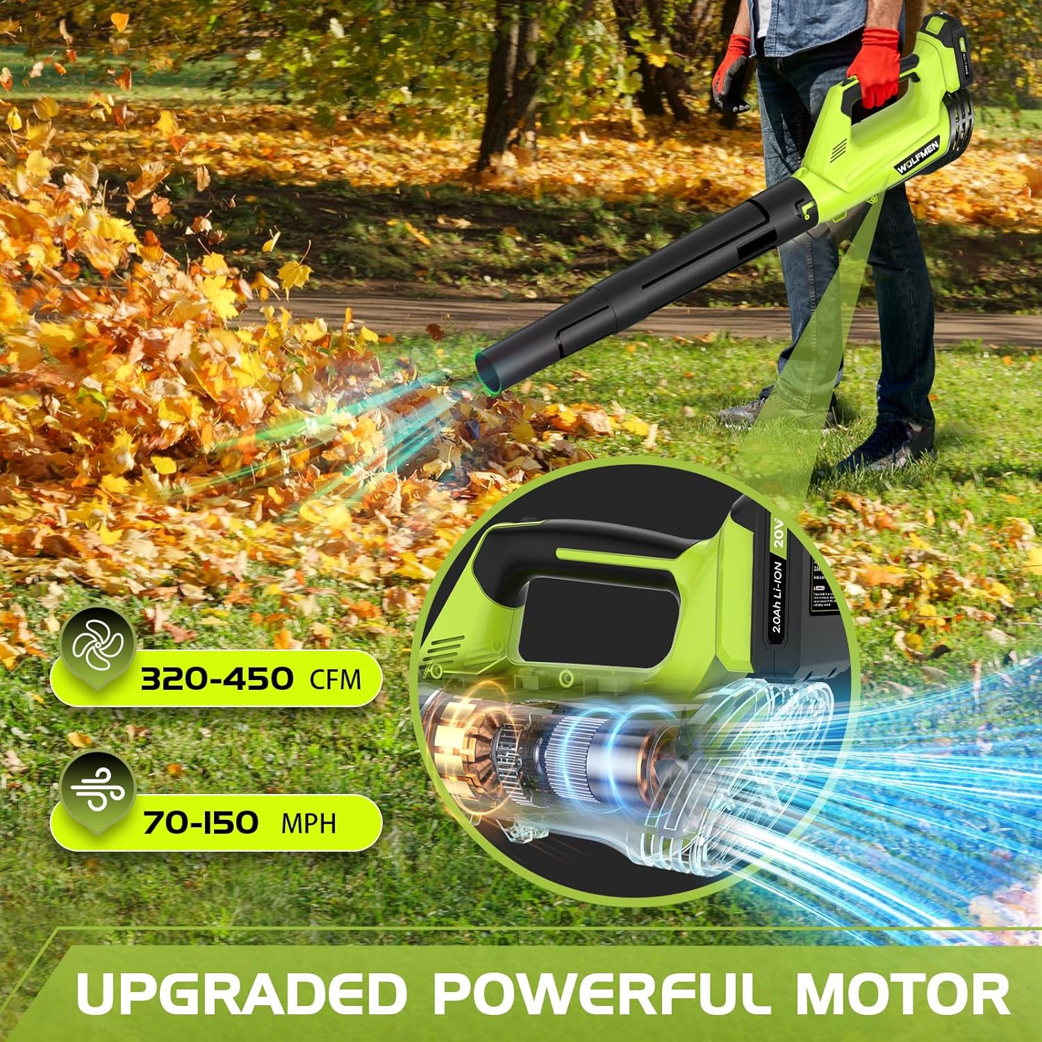 Leaf Blower, Electric Cordless  Speed Mode, CF-2000