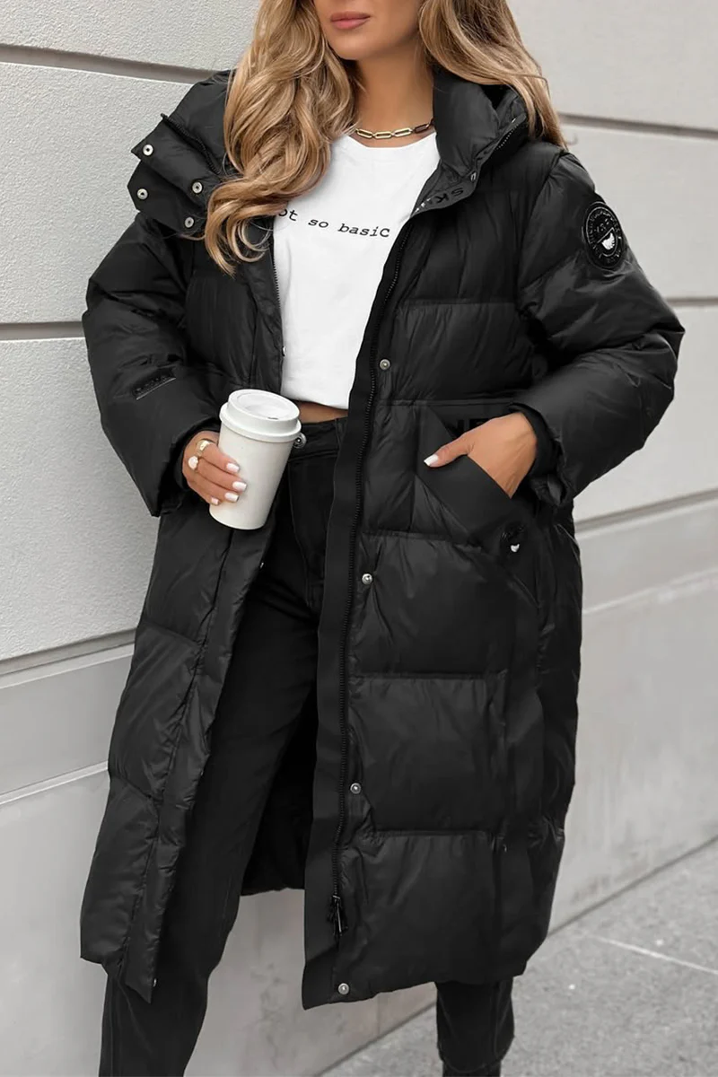 Women Hooded Casual Long Cotton Coat