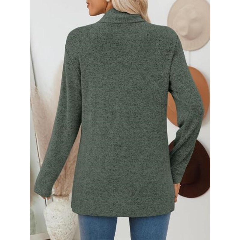 Women Lightweight Open Front Knit Cardigan Long Sleeve Fall Casual Cardigan with Pockets Soft Mid‑Length Outerwear
