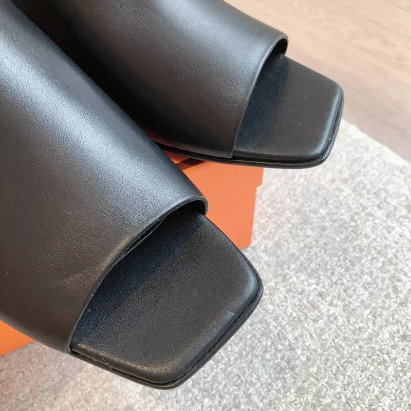 Fashion High Quality Real Leather Slippers with 2.5cm heels LX-872308