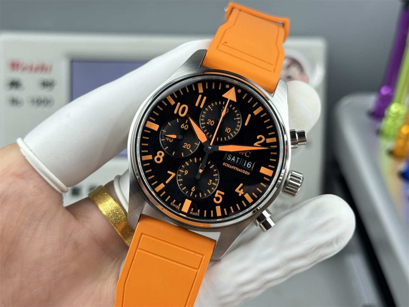 IWC Pilot IW388108 Replica – AMG Orange Dial Chronograph Edition