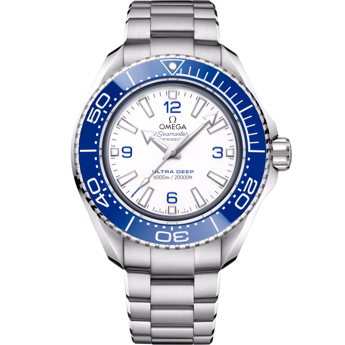 Omega Seamaster Planet Ocean 6000M 45.5mm White Dial O‑MEGASTEEL Bracelet 215.30.46.21.04.001