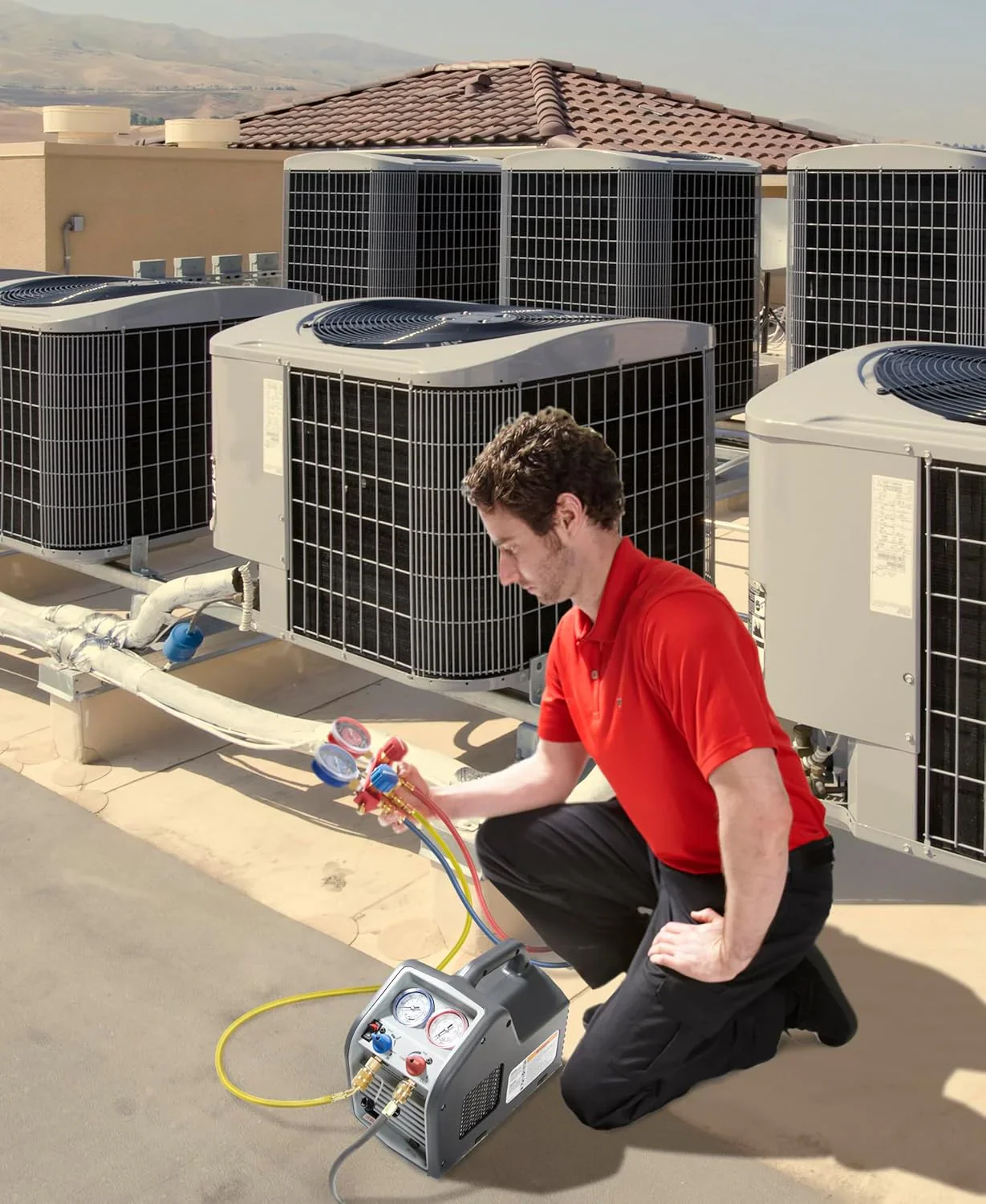 Portable 115V 60Hz Refrigerant Recovery Machine, Liquid & Vapor Compatible