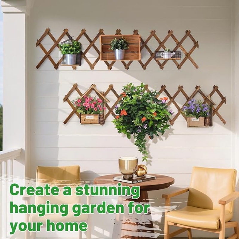 GREENFOLD Pack of 2 Extra Thick Wooden Wall Trellis