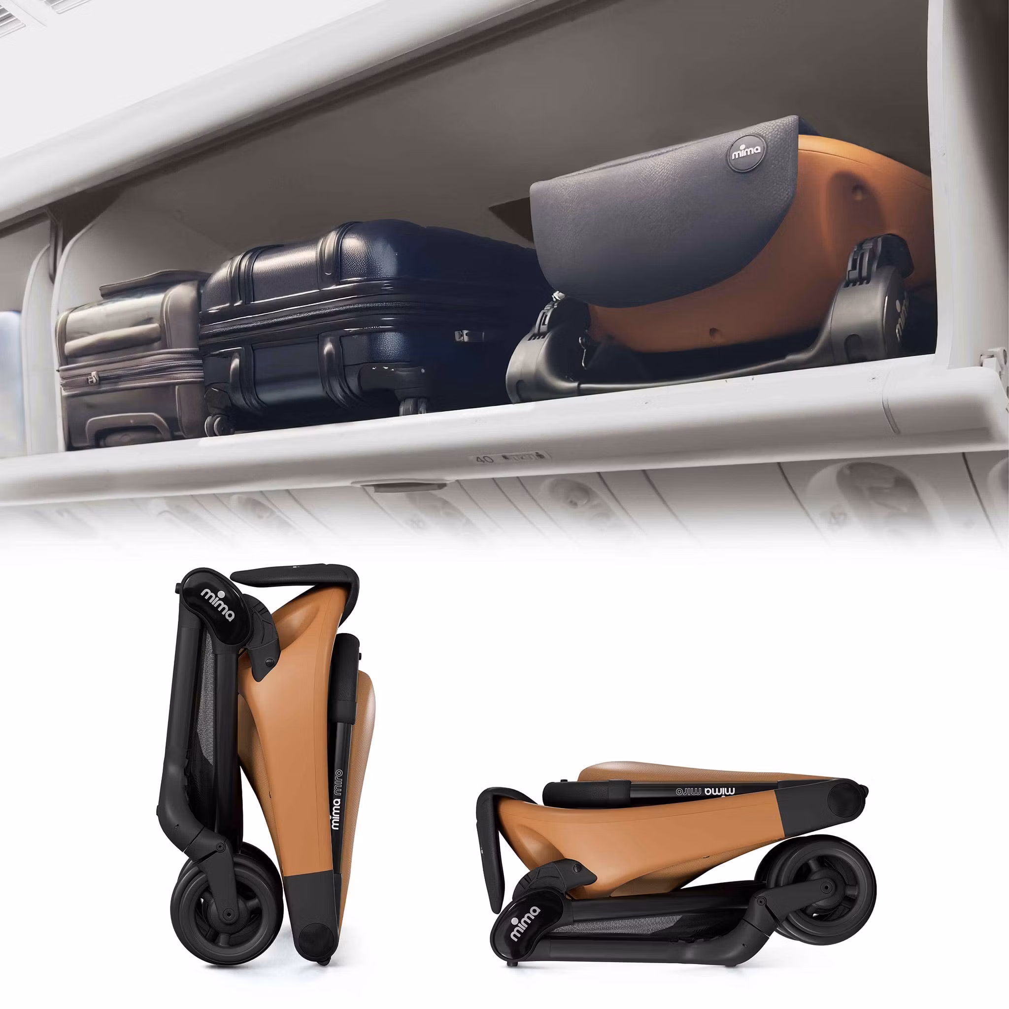 Mima Miro Compact Stroller + Bumper Bar + Cup Holder - Mocha Cream