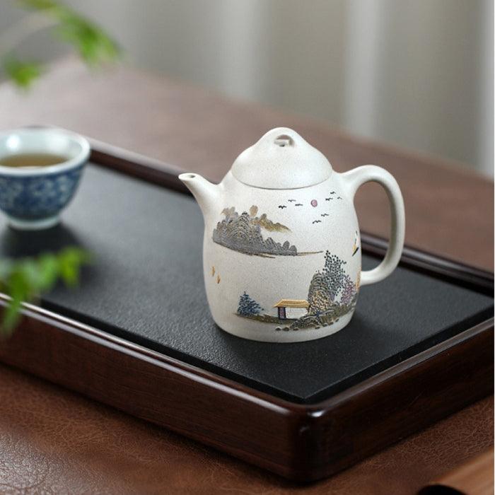 Bai Yu Duan Ni Yixing Teapot with Clay Painting 280ml