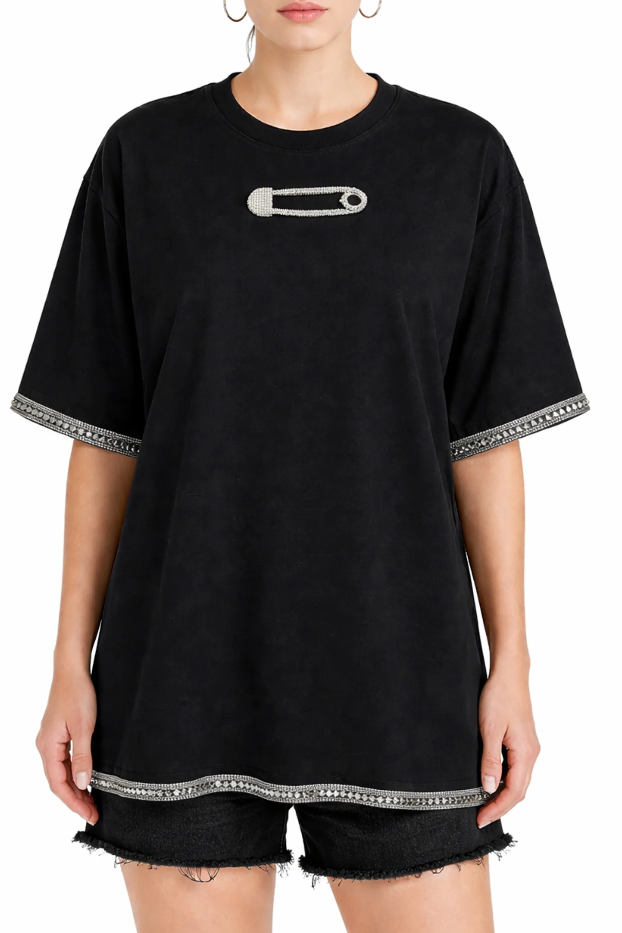 Noir Crystal Pin Tee