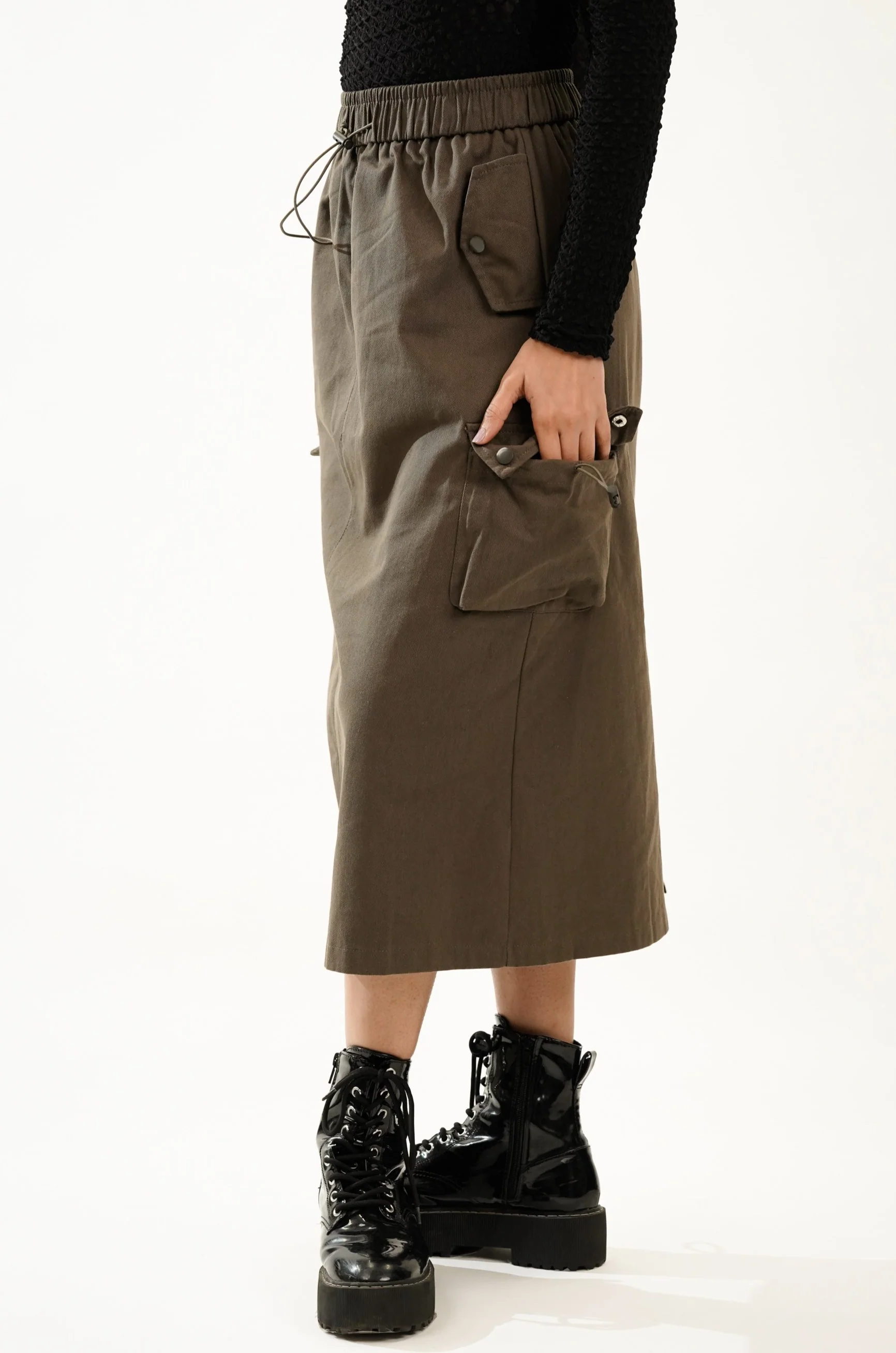 Pewter Green Streetstyle Cargo Skirt