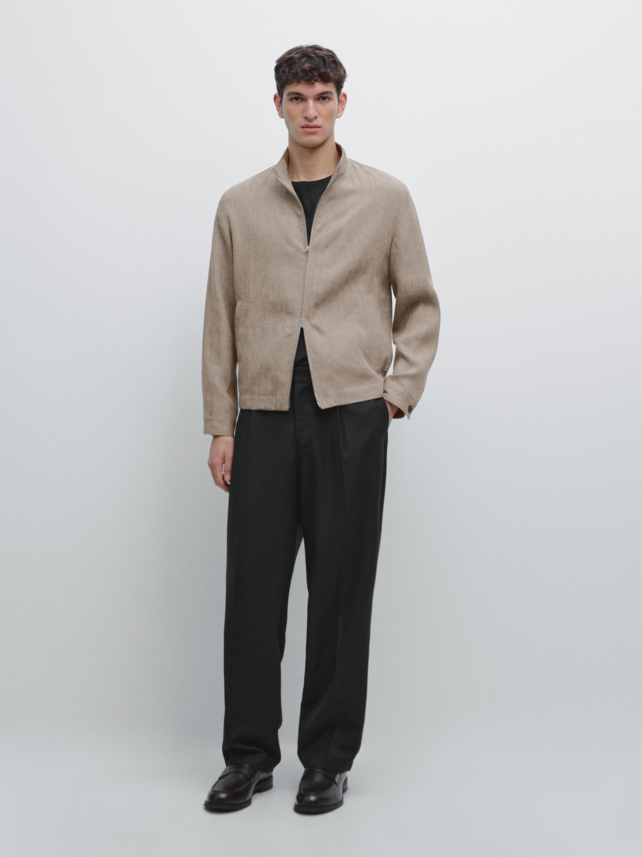 Chaqueta bomber total look lino delavé