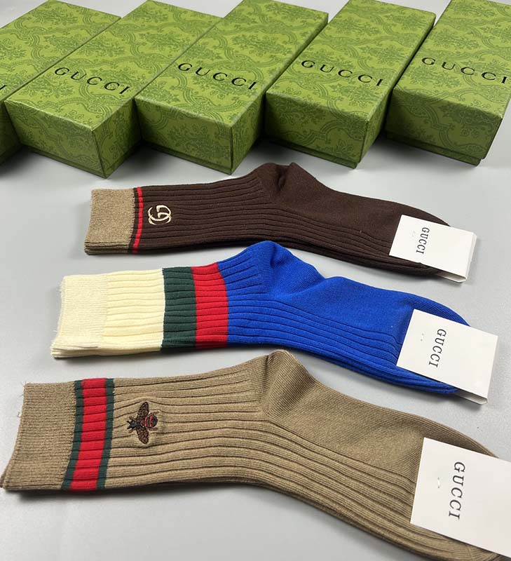 Set of 3 Pairs of Cotton Anti-bacterial Crew Socks WZ-924000158