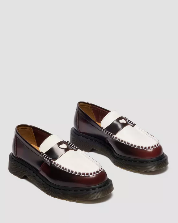 PENTON HEART TWO-TONE RUB-OFF LEATHER LOAFERS