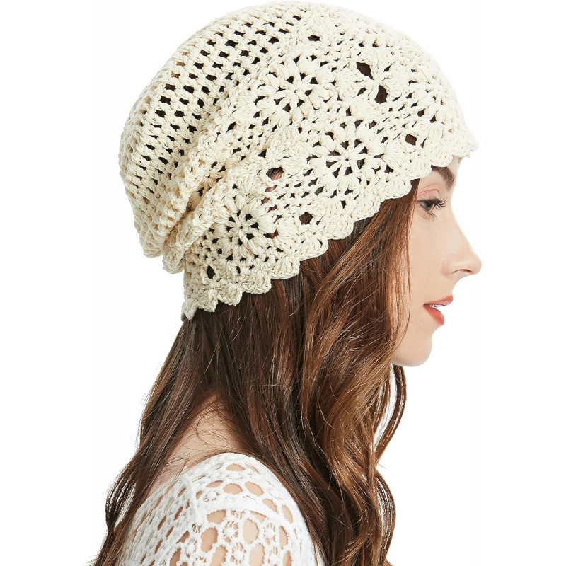 Women's Cotton Crochet Slouchy Beanie Hat