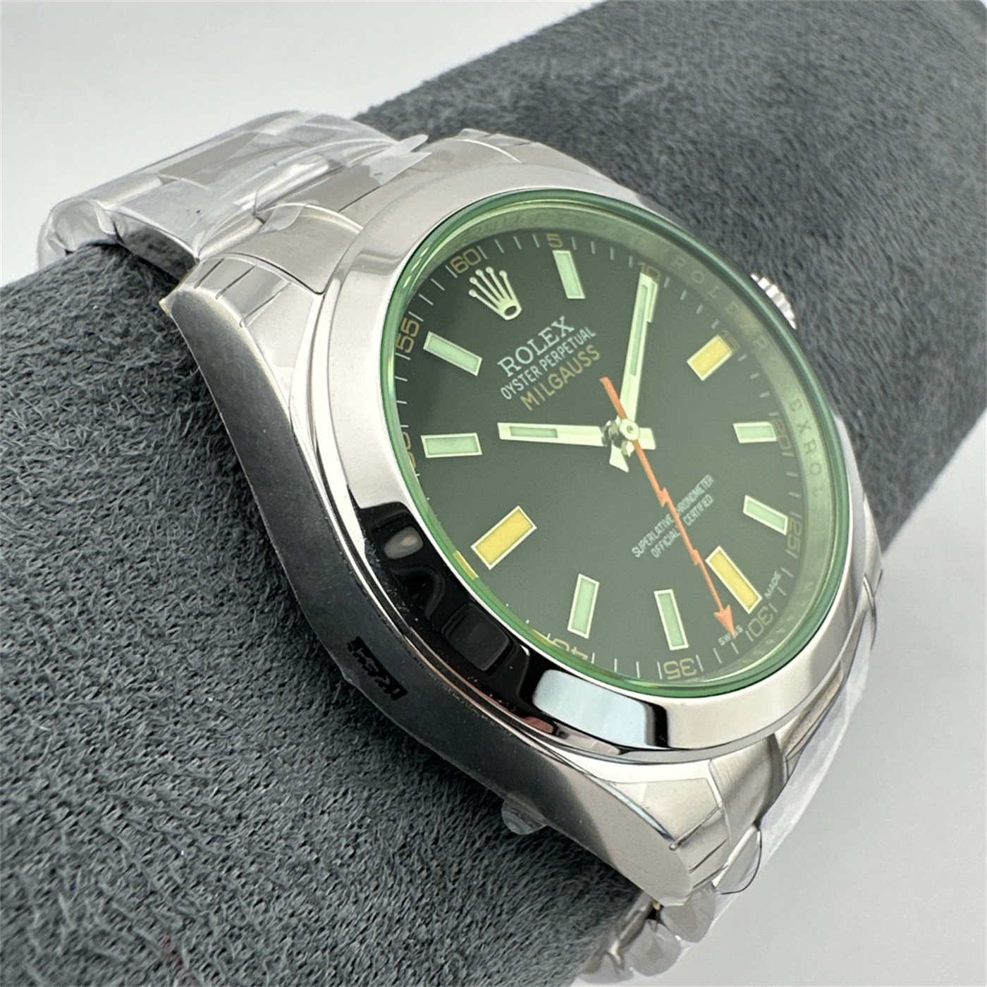 Rolex Milgauss 116400GV “Green Glass” – 904L Steel [Real Green Sapphire]