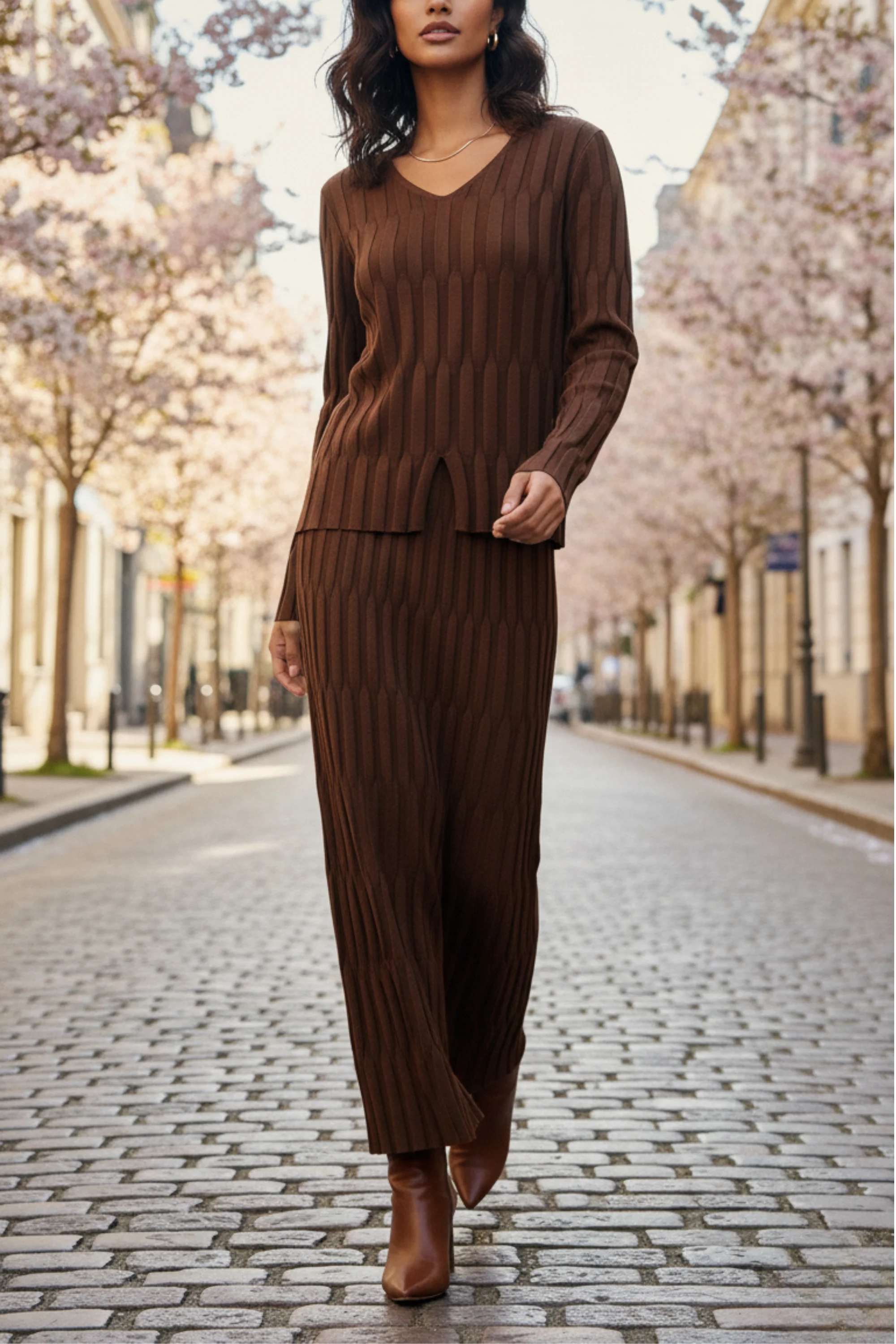 Walnut Wave Knit Skirt Co-ord Set