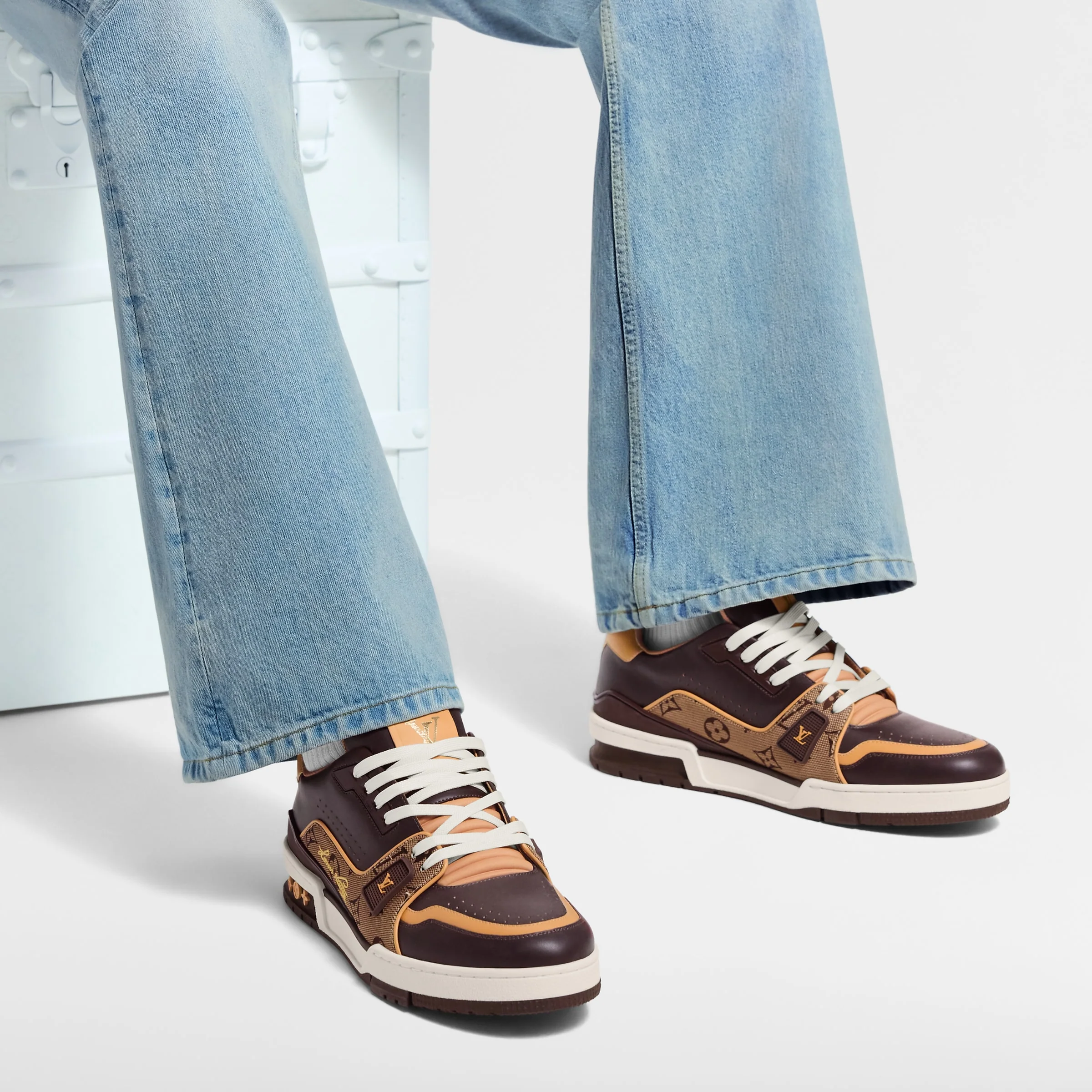 LV  Trainer Brown Monogram Leather Sneaker