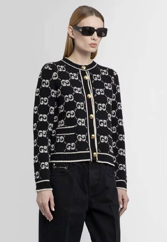 Round neck letter thick wool cardigan MY-93214