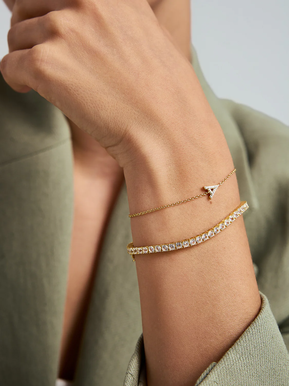 Pave Sapphire Letter Bracelet