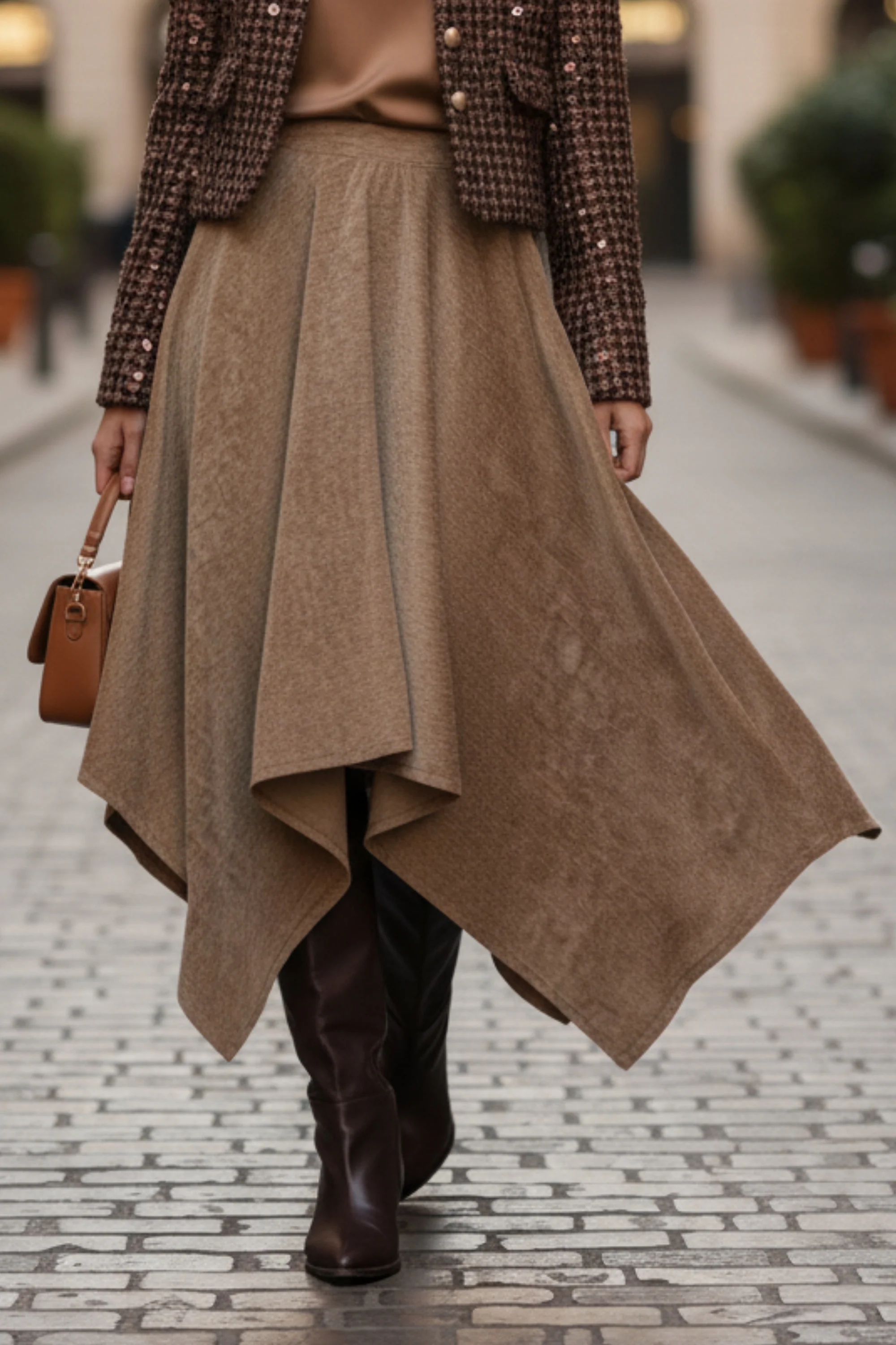 Golden Velvet Flared skirt