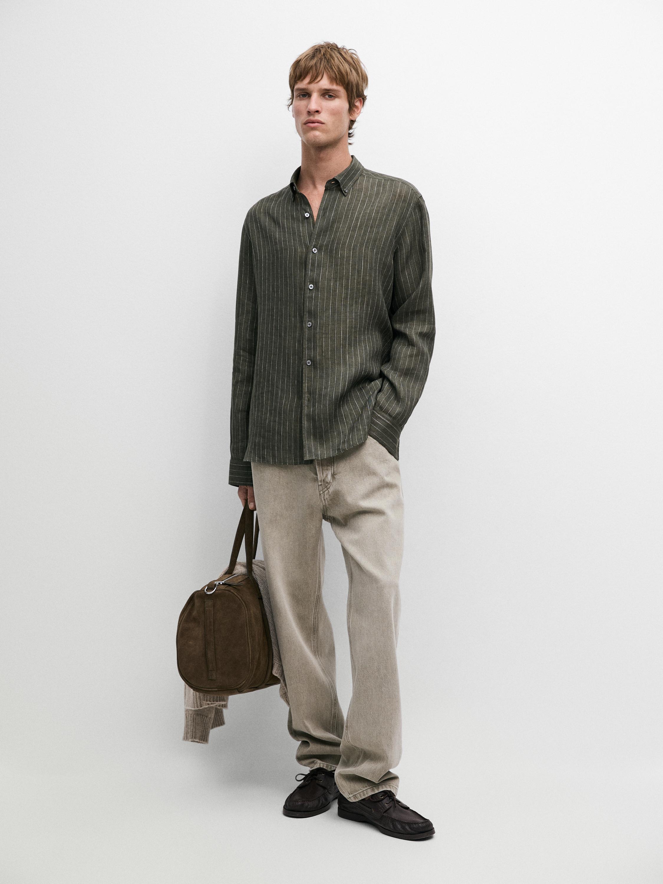 Camisa fluida rayas lino