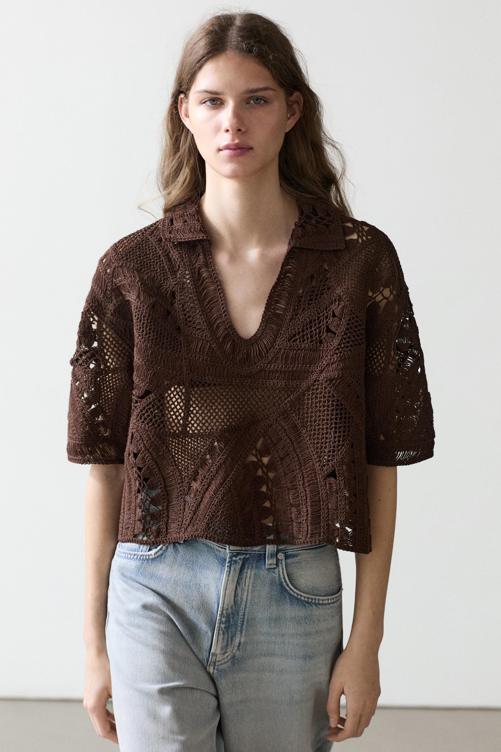 Camiseta polo crochet mezcla algodón