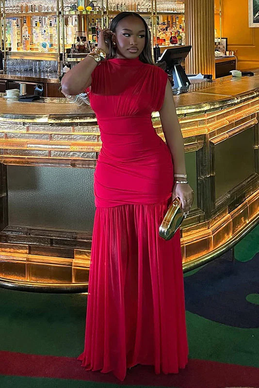Timeless Solid Fishtail Maxi Dress