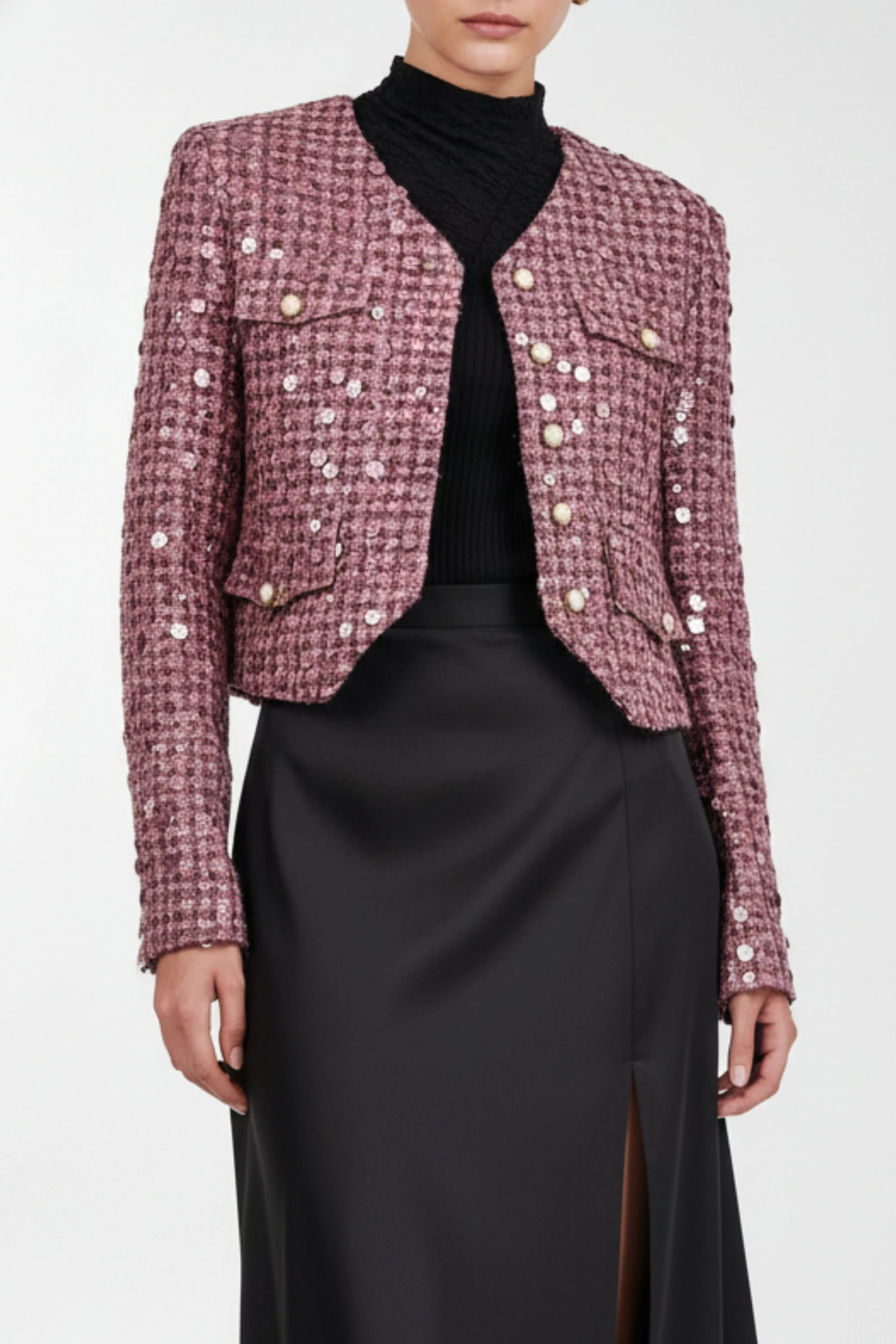 Fuchsia Pink Stardust Sequin Blazer