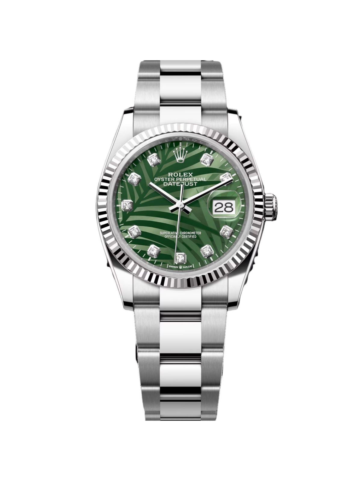 【Super Clone】RLX  Datejust 36mm 126234-0056 DISCONTINUED Green Palm Diamond Motif Dial Oyster