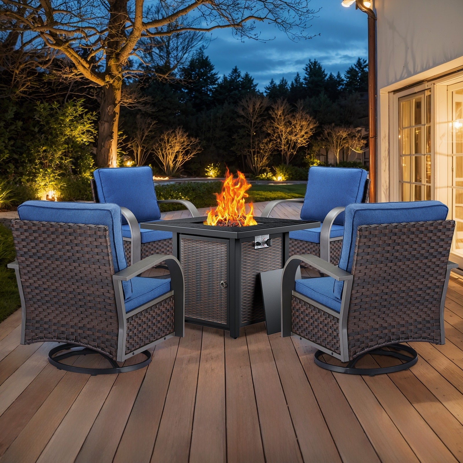 Outdoor Patio Chair with Fire Pit Table Set