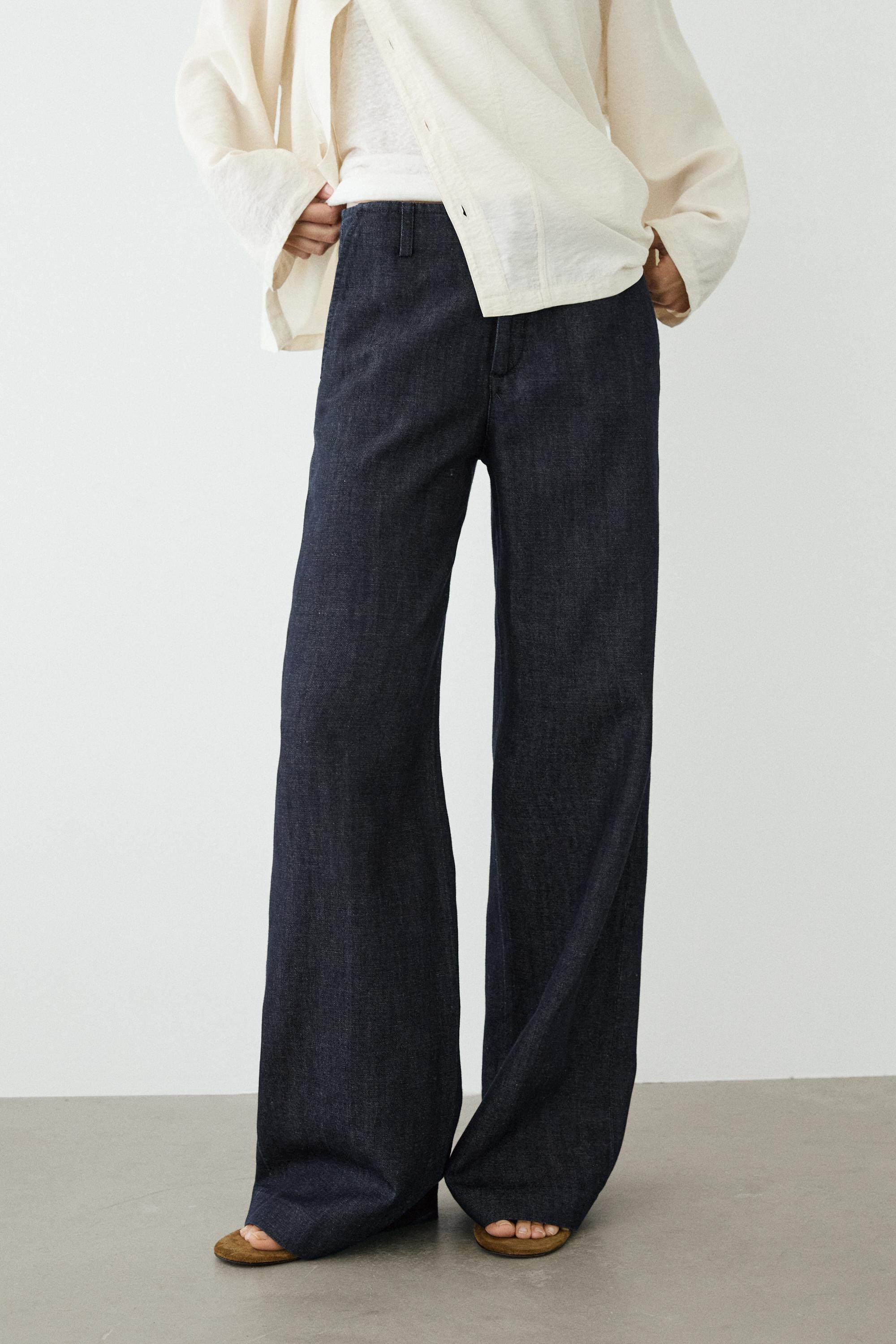 Pantalón wide leg con lino