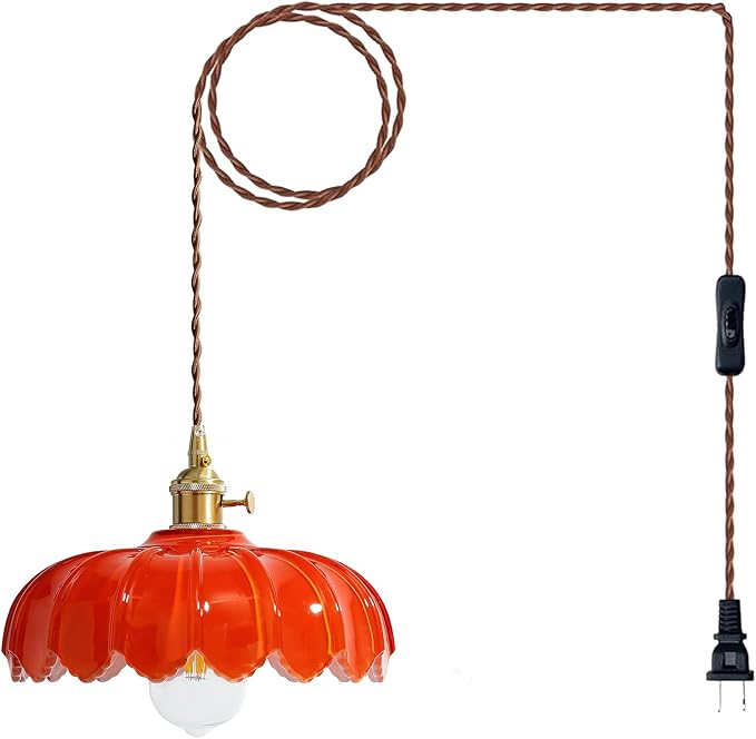 LUMISCAPE Plug in Pendant Light: Glass Hanging Lamp Plug in