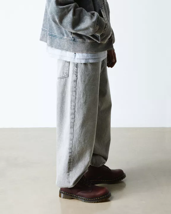 1460 Faux Fur Lined Grizzly Leather Lace Up Boots