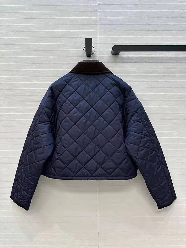 Color blocking corduroy collar diamond shaped cotton jacket WT-813107